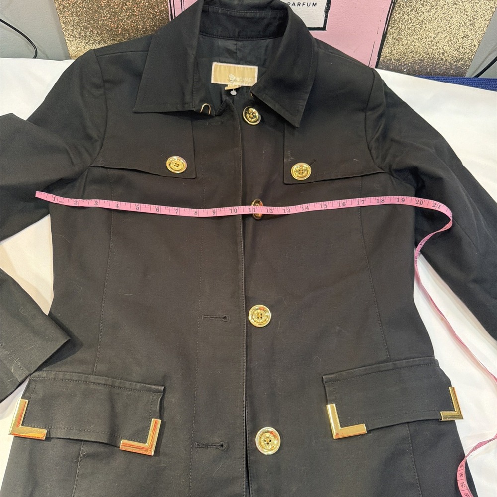 Michael Kors Trench Coat Cotton Black Medium Read - Picture 7 of 9